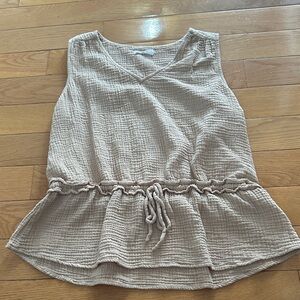 Elegant Beige Peplum Blouse